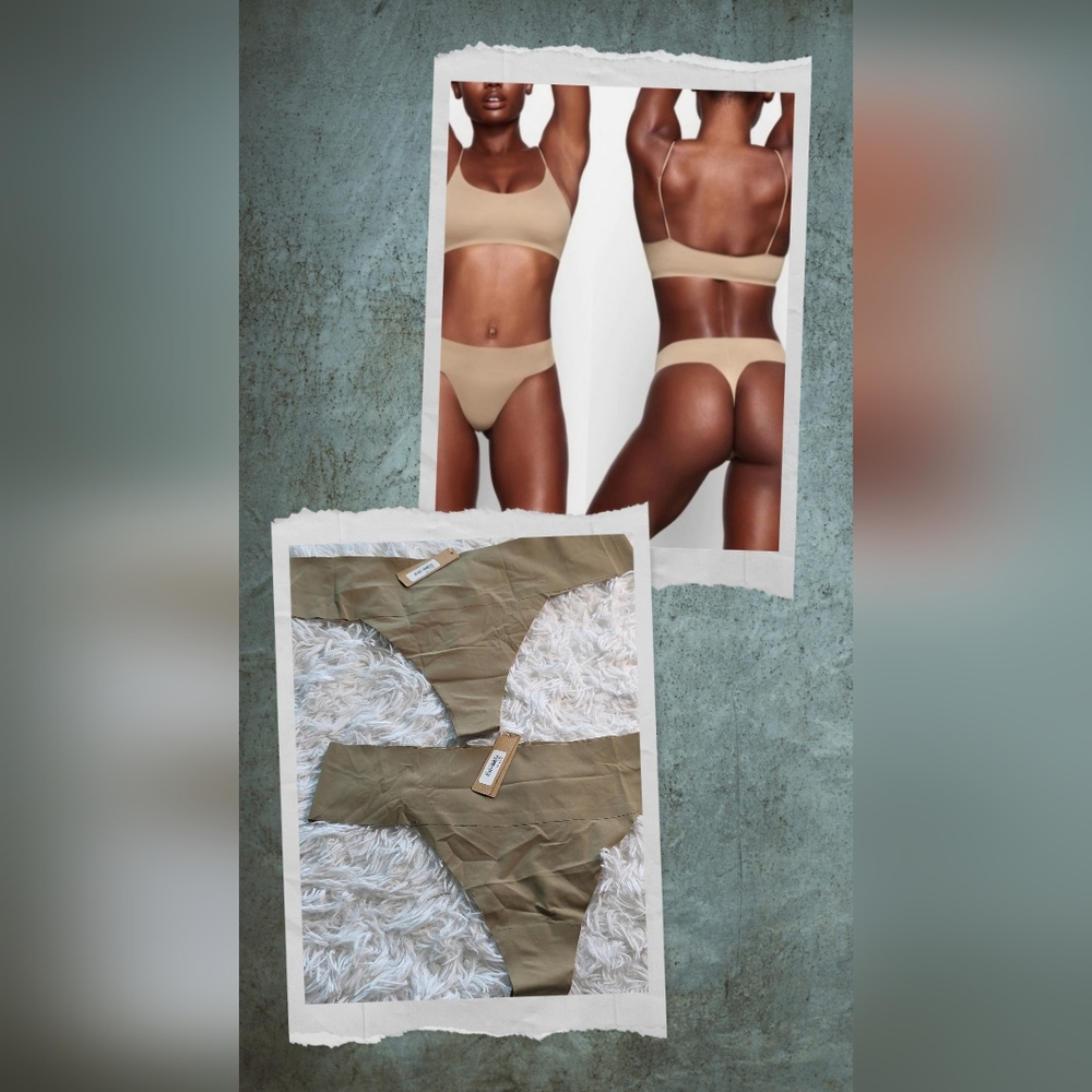 2pcs SKIMS Naked Dipped Thong,DESERT Size 2X NWT